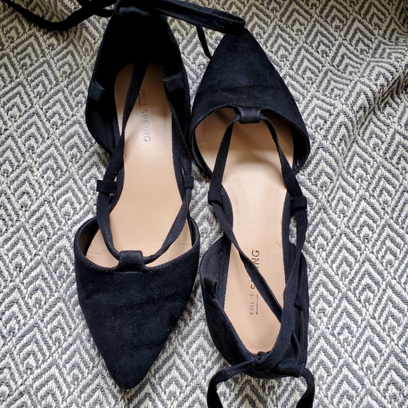 Call It Spring Black Strap Flat - Picture 2 of 6